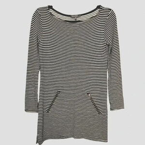 NWOT Michael Stars black and white striped tunic with 3/4 sleeves Size Small
